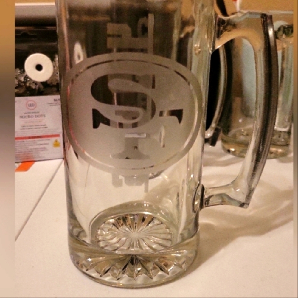 Custom Glass Beer Mug- etched